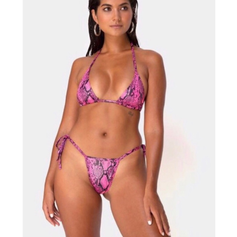 Motel Rocks | Talia Bikini Swimsuit - Snake Pink L $62